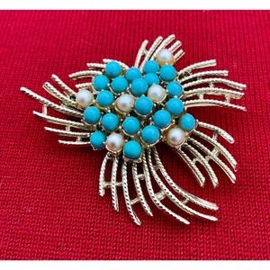 Vintage Signed Coro Beaded Brooch / Pin